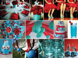 red & turquoise